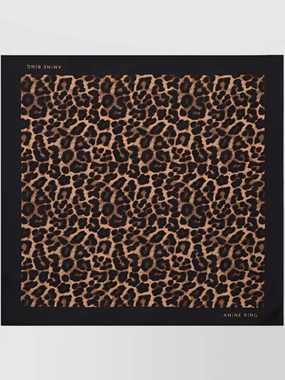 Anine Bing Silk Leopard Print Scarf Square Shape In Brown