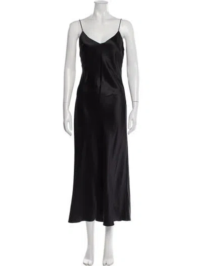 Pre-owned Anine Bing Silk Long Dress In Black