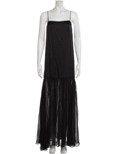 Pre-owned Anine Bing Silk Long Dress In Black