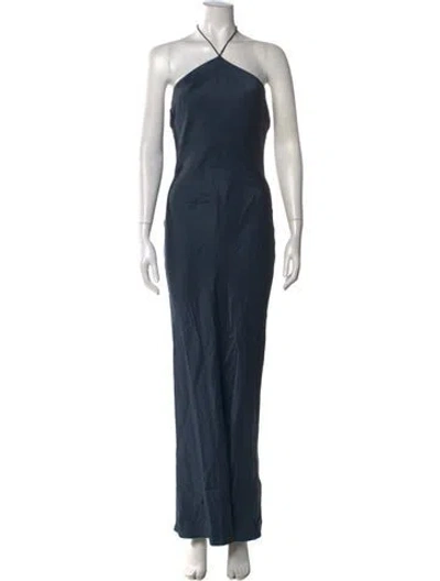 Pre-owned Anine Bing Silk Long Dress In Blue