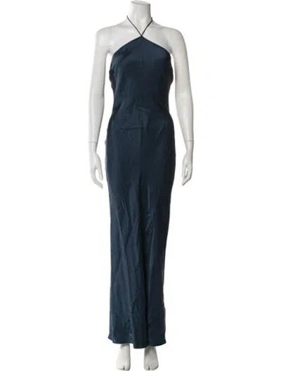 Pre-owned Anine Bing Silk Long Dress In Blue