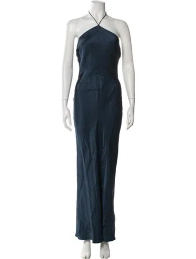 Pre-owned Anine Bing Silk Long Dress In Blue