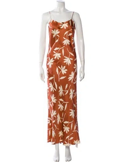 Pre-owned Anine Bing Silk Long Dress In Brown