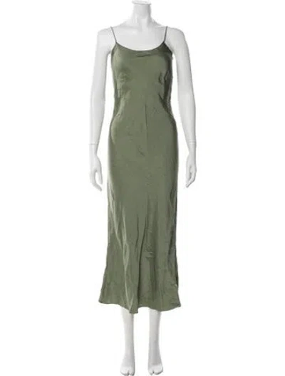 Pre-owned Anine Bing Silk Long Dress In Green