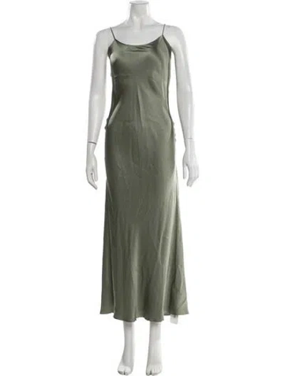 Pre-owned Anine Bing Silk Long Dress In Green