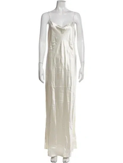 Pre-owned Anine Bing Silk Long Dress In Neutral