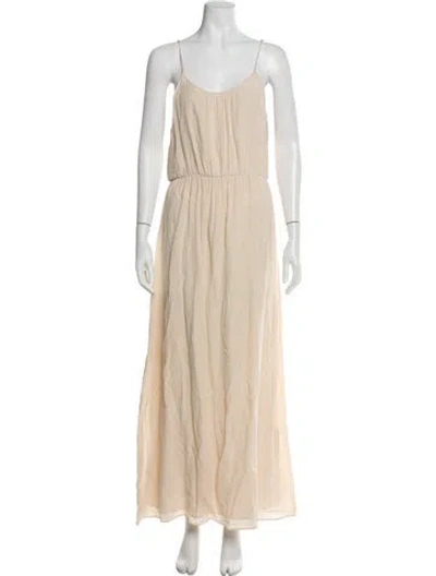 Pre-owned Anine Bing Silk Long Dress In Neutral