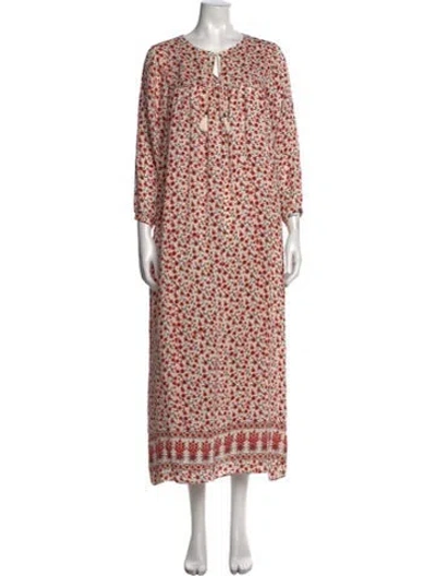 Pre-owned Anine Bing Silk Long Dress In Neutrals/red