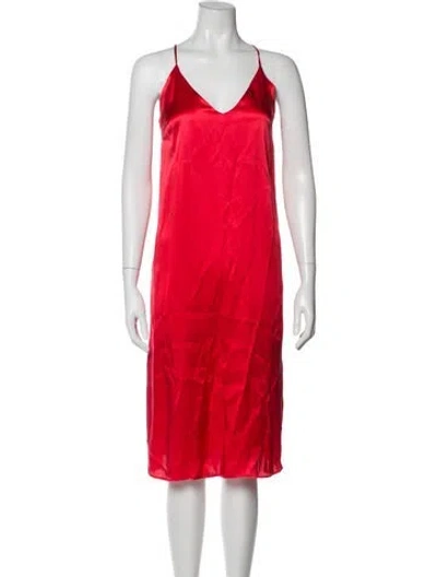 Pre-owned Anine Bing Silk Long Dress In Red