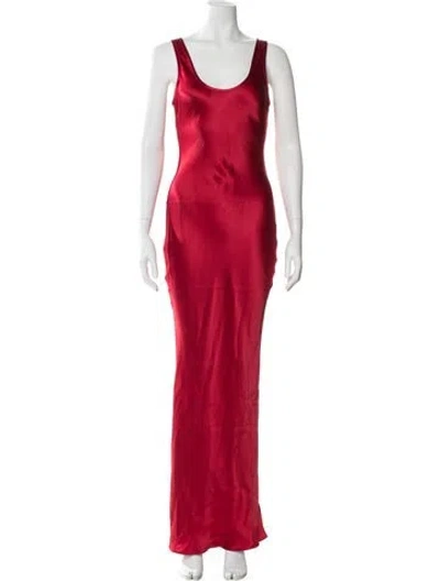 Pre-owned Anine Bing Silk Long Dress In Red