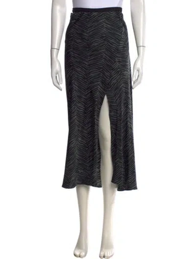 Pre-owned Anine Bing Silk Long Skirt In Green