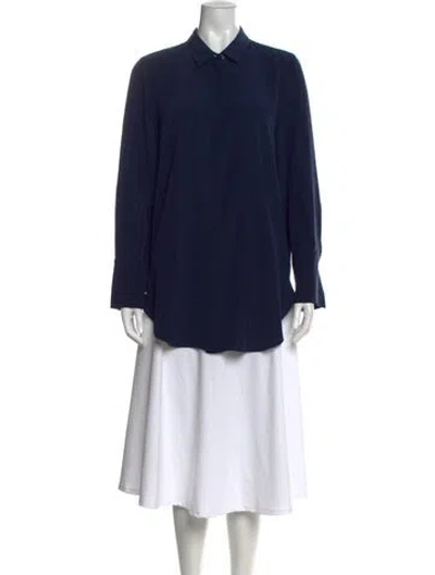 Pre-owned Anine Bing Silk Long Sleeve Blouse In Blue