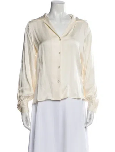 Pre-owned Anine Bing Silk Long Sleeve Blouse In Neutral