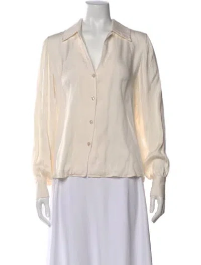 Pre-owned Anine Bing Silk Long Sleeve Button-up Top In Neutral