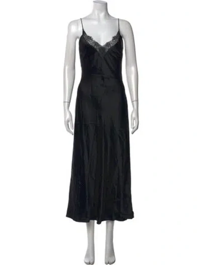 Pre-owned Anine Bing Silk Midi Length Dress In Black