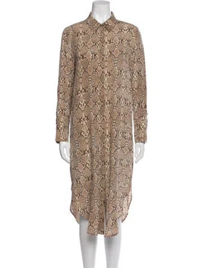 Pre-owned Anine Bing Silk Midi Length Dress In Brown