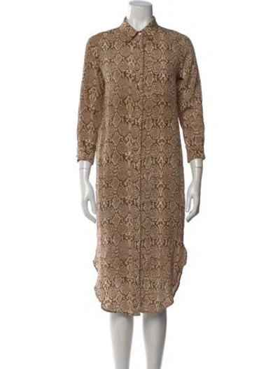 Pre-owned Anine Bing Silk Midi Length Dress In Brown