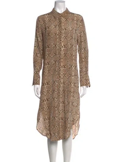 Pre-owned Anine Bing Silk Midi Length Dress In Brown