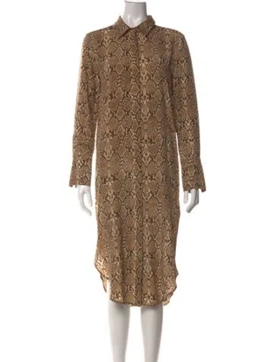 Pre-owned Anine Bing Silk Midi Length Dress In Brown