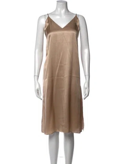 Pre-owned Anine Bing Silk Midi Length Dress In Gold