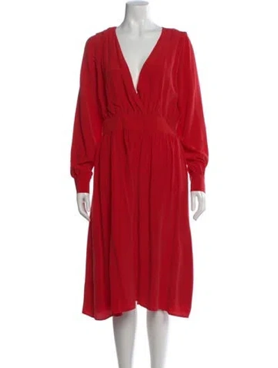 Pre-owned Anine Bing Silk Midi Length Dress In Red