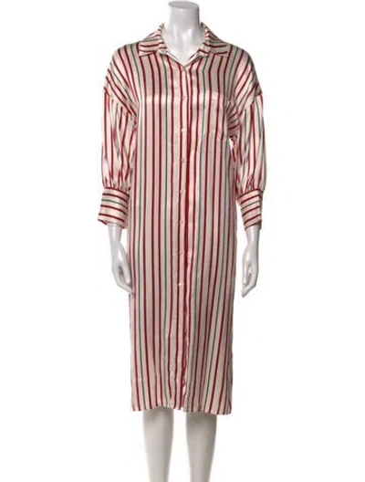 Pre-owned Anine Bing Silk Midi Length Dress In White