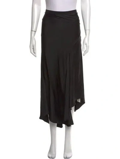 Pre-owned Anine Bing Silk Midi Length Skirt In Black