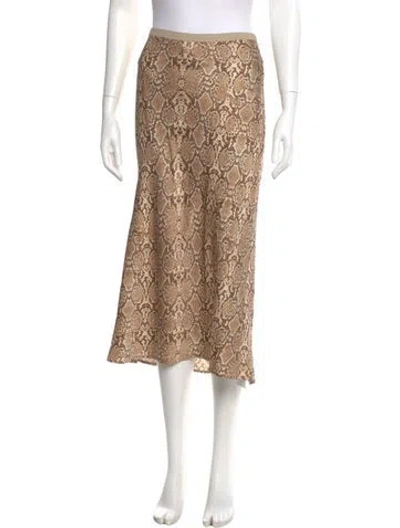 Pre-owned Anine Bing Silk Midi Length Skirt In Brown