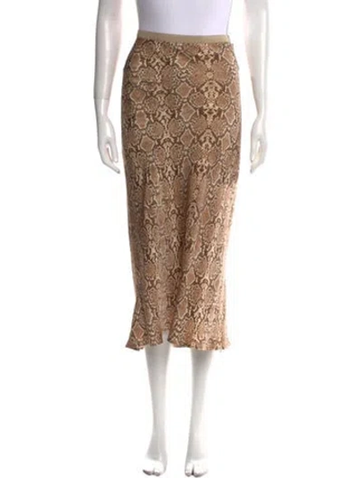 Pre-owned Anine Bing Silk Midi Length Skirt In Brown