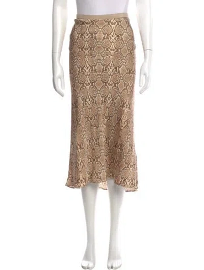 Pre-owned Anine Bing Silk Midi Length Skirt In Brown