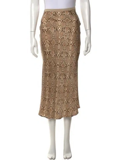 Pre-owned Anine Bing Silk Midi Length Skirt In Brown