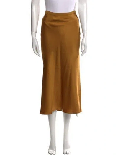 Pre-owned Anine Bing Silk Midi Length Skirt In Gold