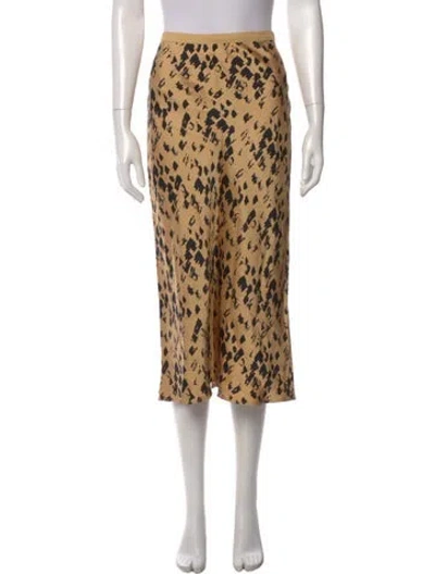 Pre-owned Anine Bing Silk Midi Length Skirt In Gold
