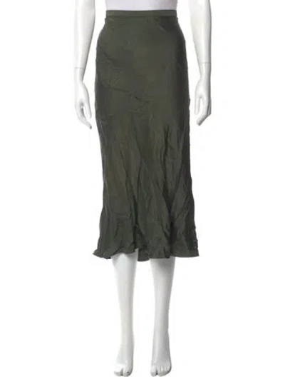 Pre-owned Anine Bing Silk Midi Length Skirt In Green