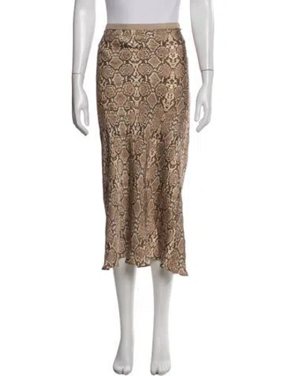 Pre-owned Anine Bing Silk Midi Length Skirt In Neutral