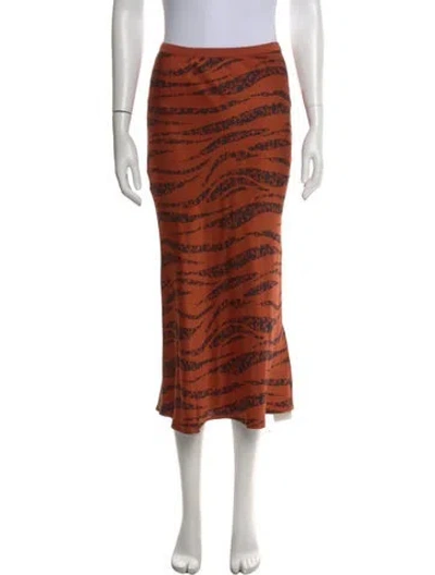 Pre-owned Anine Bing Silk Midi Length Skirt In Orange