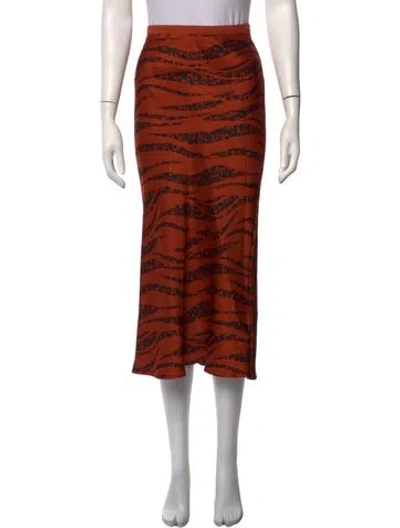 Pre-owned Anine Bing Silk Midi Length Skirt In Orange