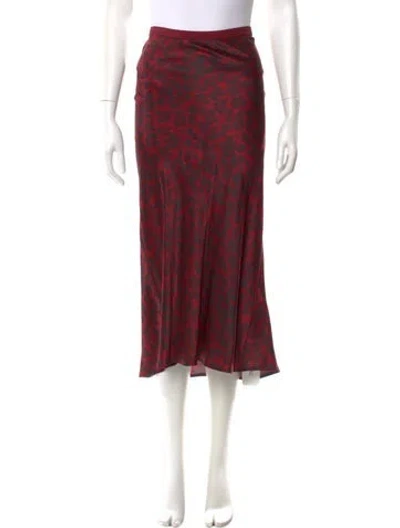 Pre-owned Anine Bing Silk Midi Length Skirt In Red