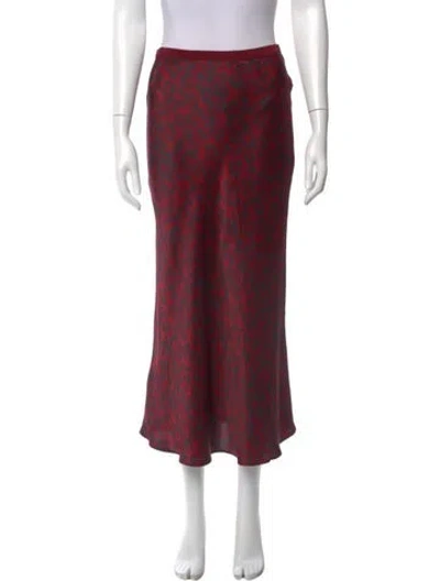 Pre-owned Anine Bing Silk Midi Length Skirt In Red
