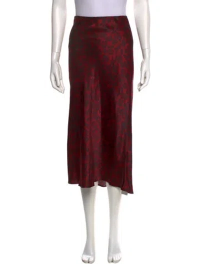 Pre-owned Anine Bing Silk Midi Length Skirt In Red