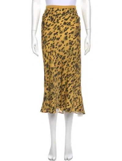 Pre-owned Anine Bing Silk Midi Length Skirt In Yellow