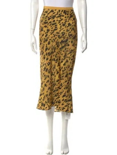 Pre-owned Anine Bing Silk Midi Length Skirt In Yellow