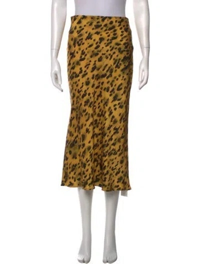 Pre-owned Anine Bing Silk Midi Length Skirt In Yellow