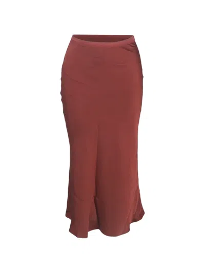 Pre-owned Anine Bing Silk Midi Skirt In Red