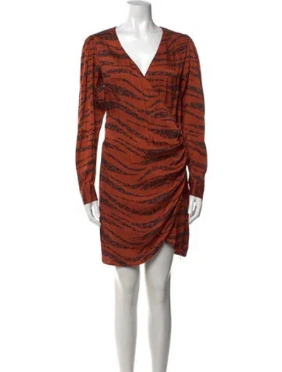 Pre-owned Anine Bing Silk Mini Dress In Black/orange