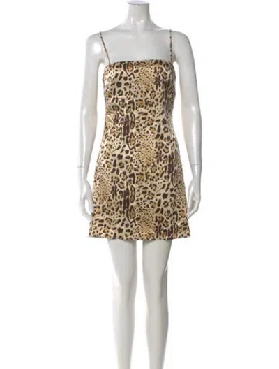 Pre-owned Anine Bing Silk Mini Dress In Brown