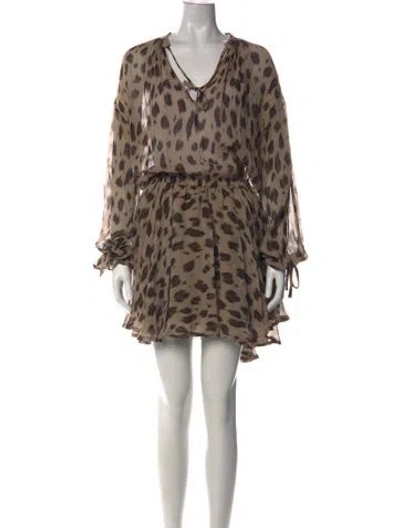 Pre-owned Anine Bing Silk Mini Dress In Brown