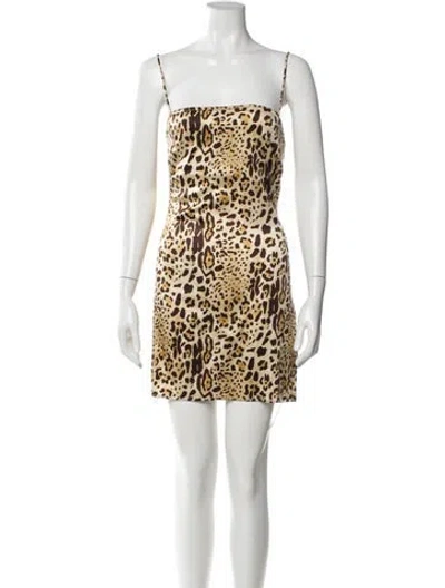 Pre-owned Anine Bing Silk Mini Dress In Brown