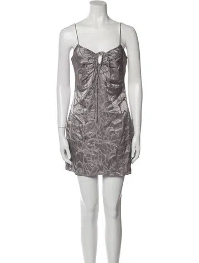 Pre-owned Anine Bing Silk Mini Dress In Gray