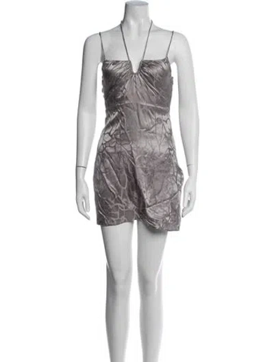 Pre-owned Anine Bing Silk Mini Dress In Grey